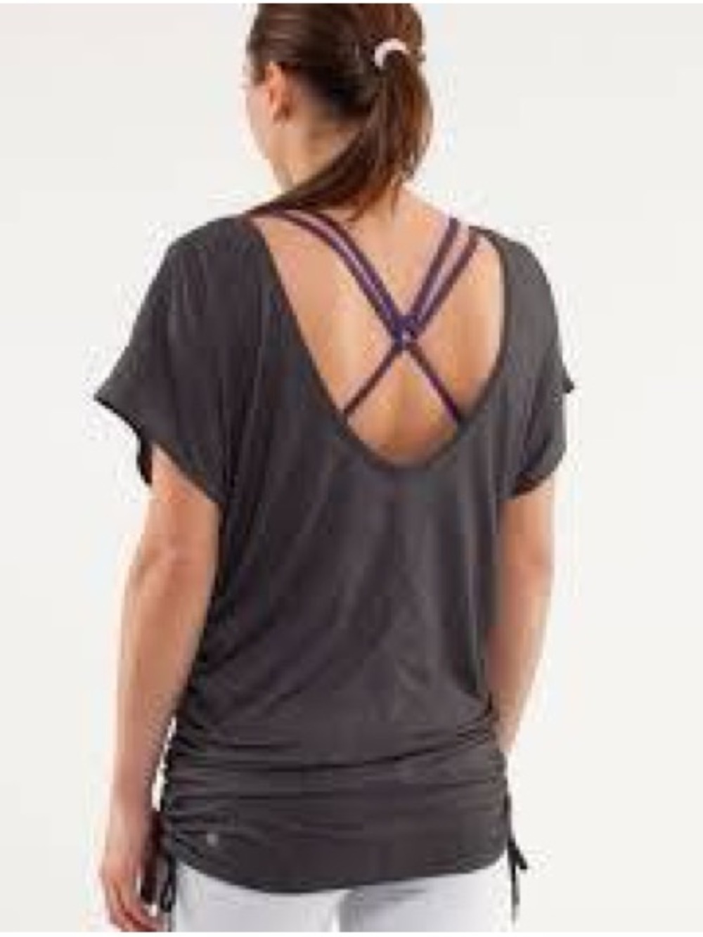 Lululemon Power Class Tee in charcoal, Sz 10, pre-loved excellent condition